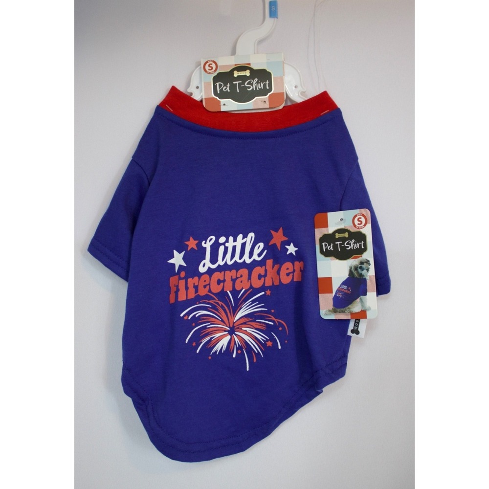 WOOF Little Firecracker Dog Tee Shirt 4th of‎ July Size Small New with Tags